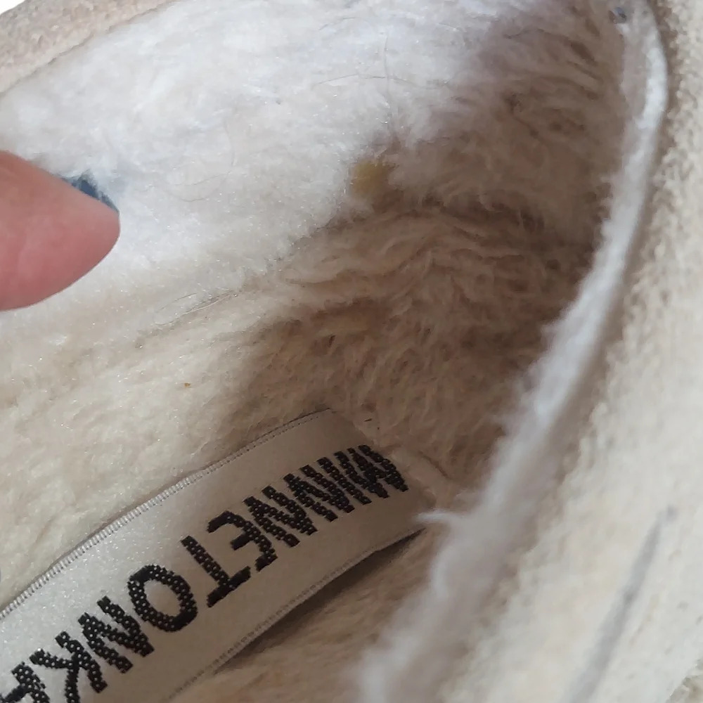 Minnetonka Moccasin Suede Faux Fur Lined Slippers‎ Women's - Picture 11 of 16